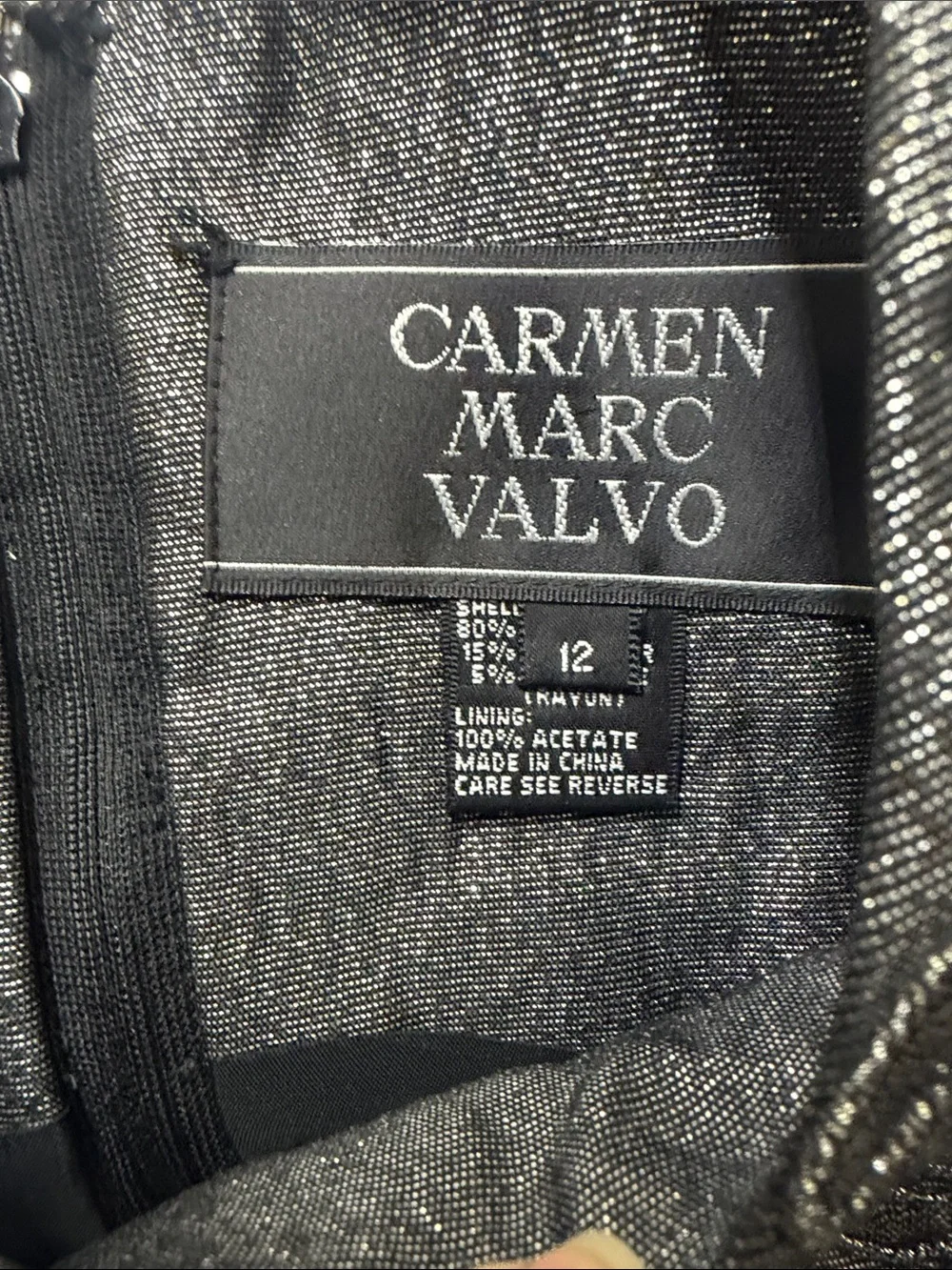 Carmen Marc Volvo Metallic Silver & Gray Embroidered A-Line Blouse - Picture 4 of 6